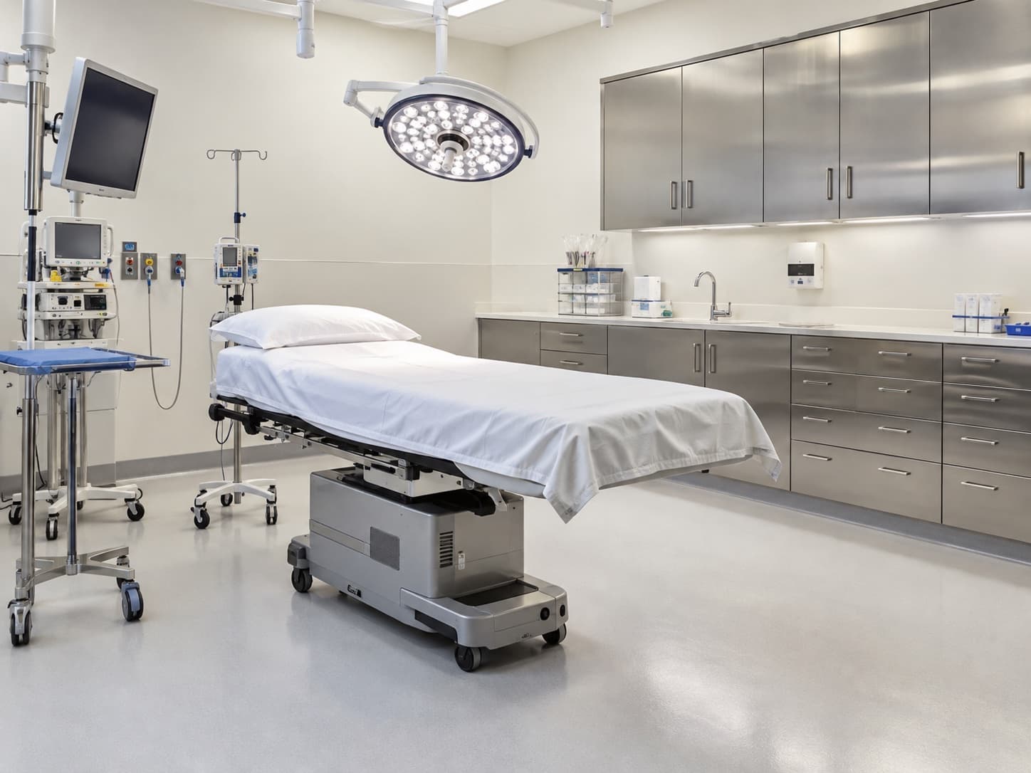Empty procedure room with a clean seamless floor